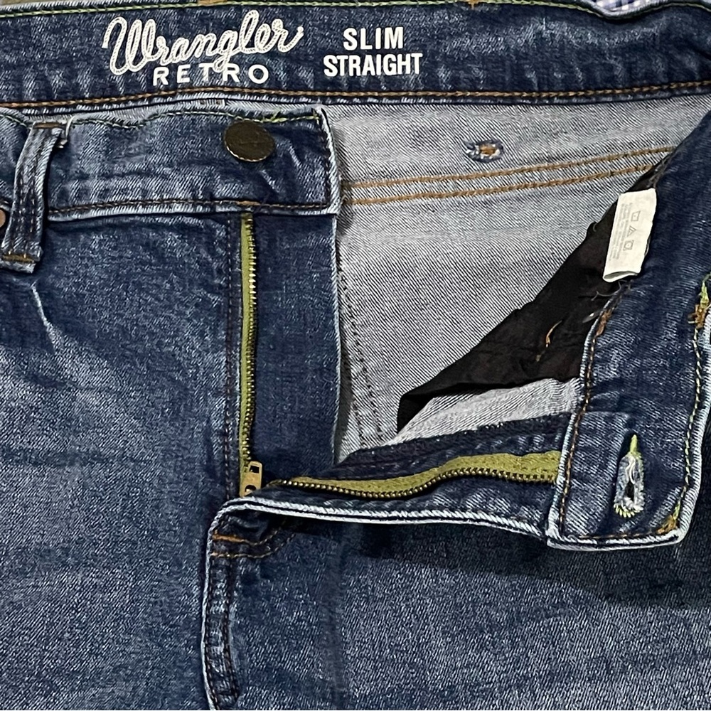 Wrangler Retro Men’s 32x30 (33x30) Slim Straight Jeans Dark Blue Denim Western - Picture 6 of 15